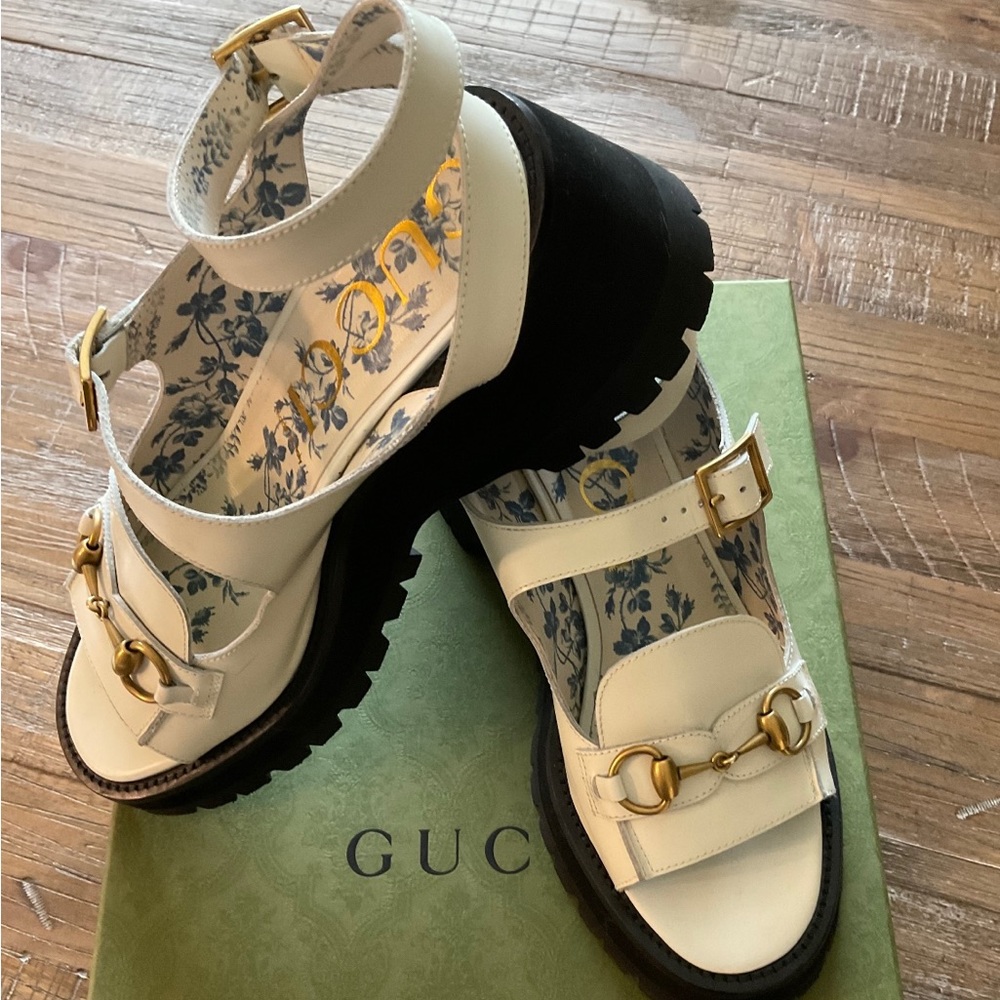 Gucci white off lug sandals size 41/10-10.5 - Picture 4 of 14